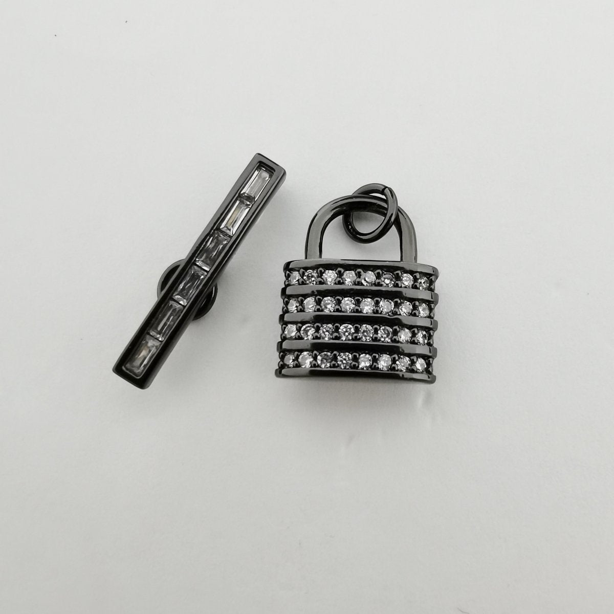 Micro Pave CZ Toggle Clasps, T-Bar, Clasp Connector, Padlock Toggle Clasp, Silver Toggle Clasps Rose Gold Cubic Clasp Jewelry Making, K-526 K-527