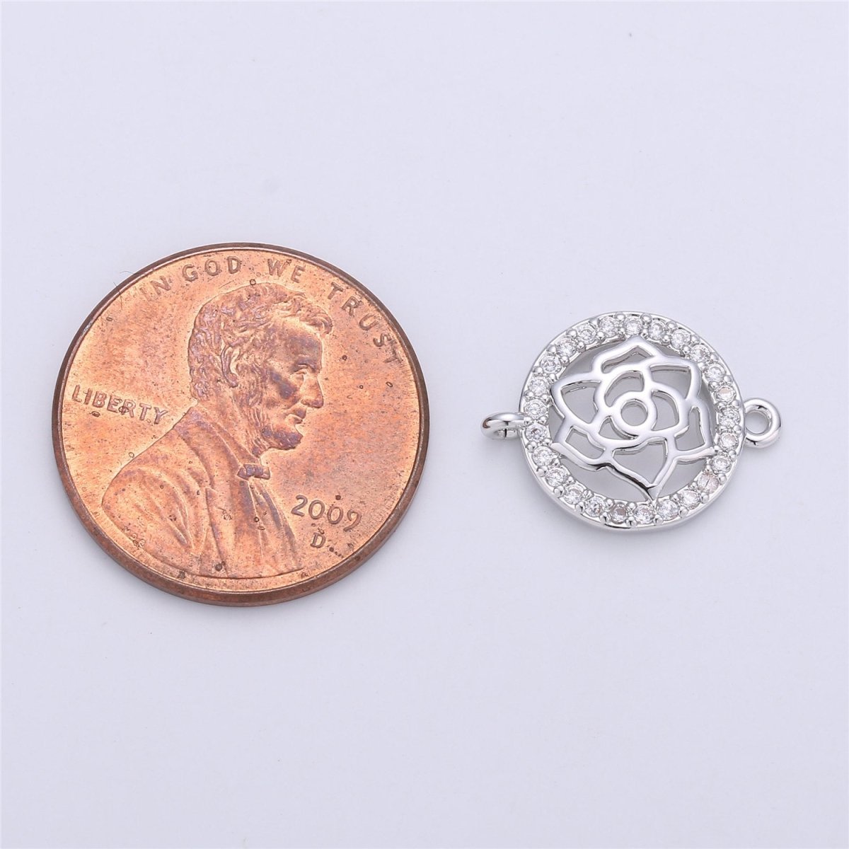 Micro Pave Dainty Rose Connectors Filigree Flower Charms in 14K Gold Filled for Bracelet Jewelry Supplies Component F-325