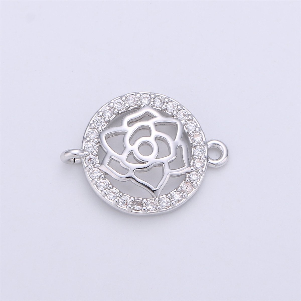 Micro Pave Dainty Rose Connectors Filigree Flower Charms in 14K Gold Filled for Bracelet Jewelry Supplies Component F-325