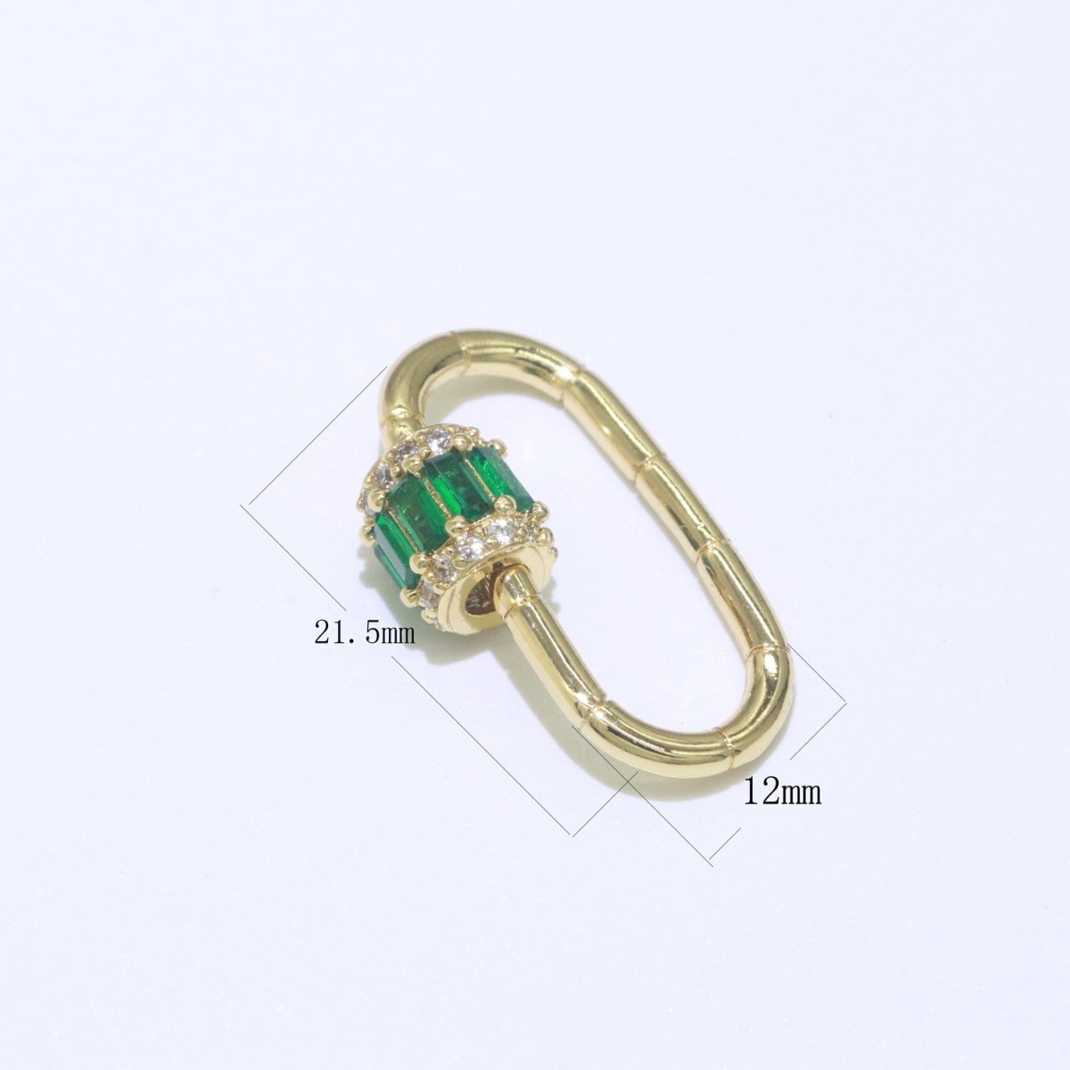 Micro Pave Diamond Heart w/ Screw Mechanism Clasp, Gold Clear Carabiner Snap Lock Supply for heavier chain connector L-334~L-337