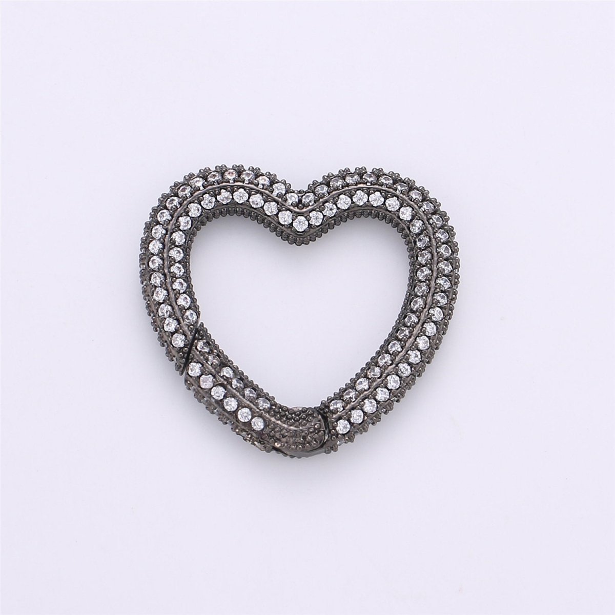 Micro Pave Diamond Heart w/ Screw Mechanism Clasp, Gold Silver Black Rose Gold Carabiner Snap Lock Supply for heavier chain connector L-256 L-257 K-366 - K-368