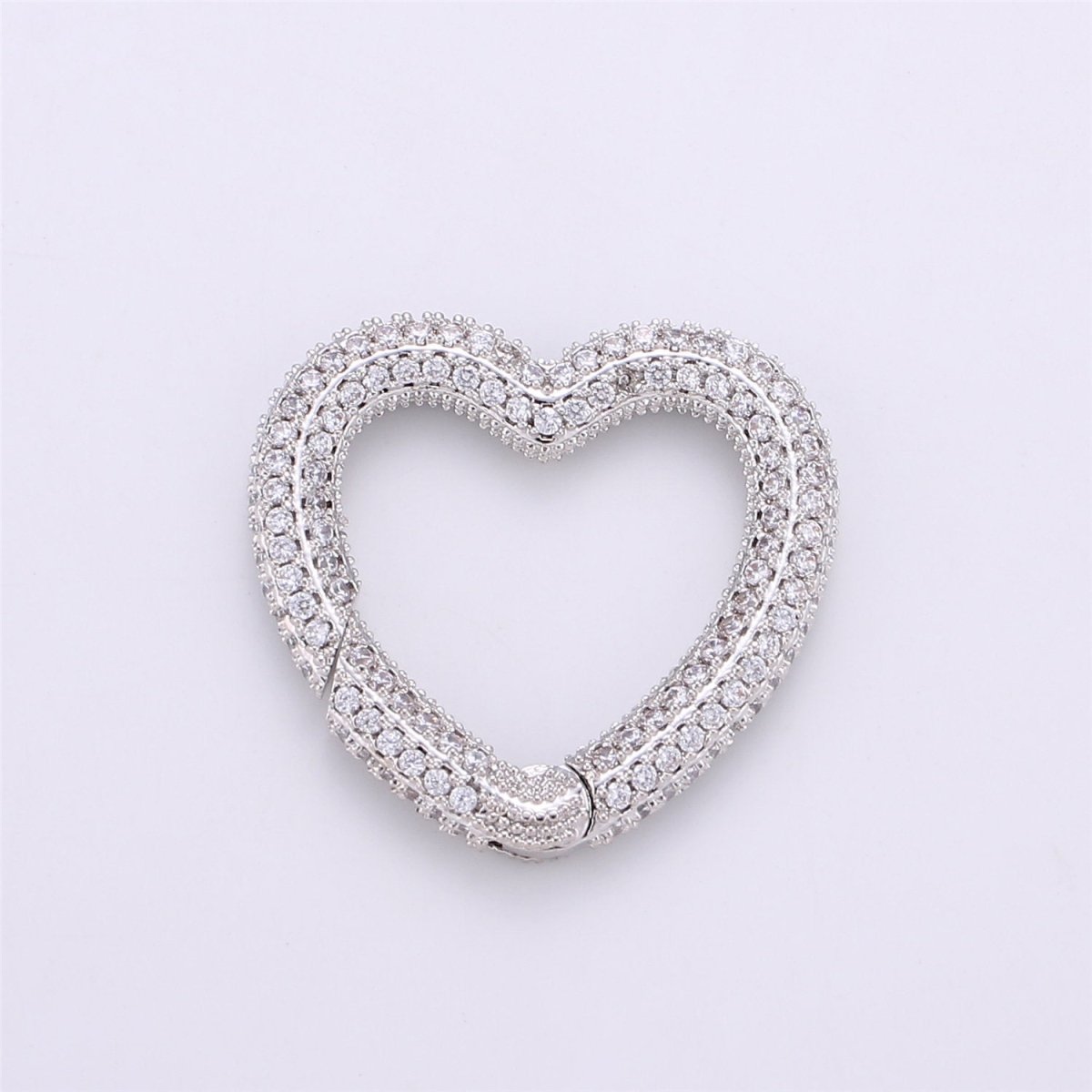 Micro Pave Diamond Heart w/ Screw Mechanism Clasp, Gold Silver Black Rose Gold Carabiner Snap Lock Supply for heavier chain connector L-256 L-257 K-366 - K-368