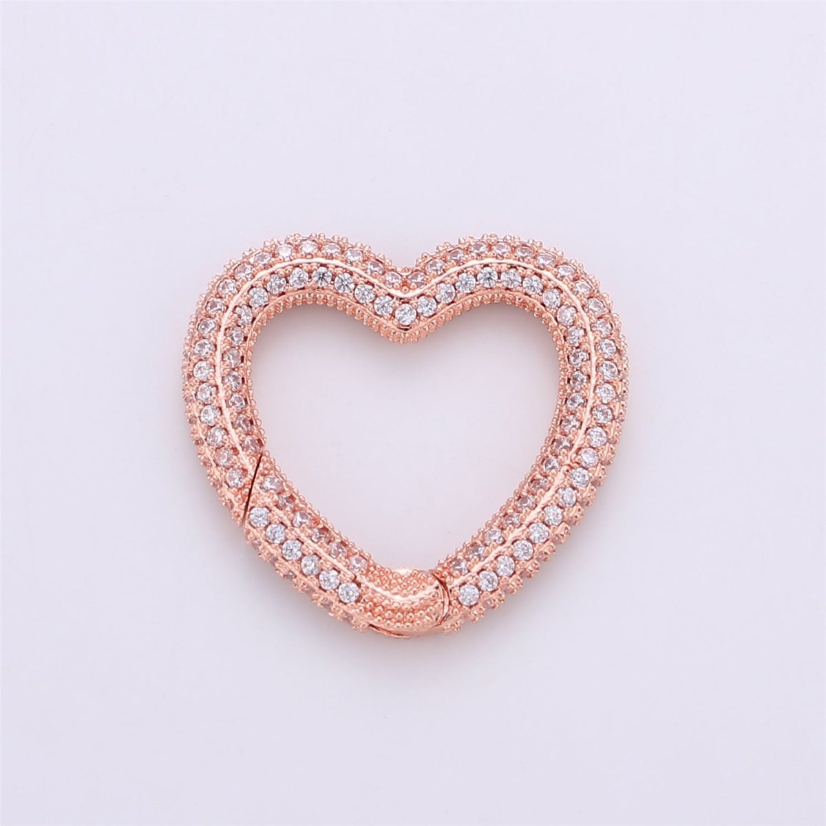 Micro Pave Diamond Heart w/ Screw Mechanism Clasp, Gold Silver Black Rose Gold Carabiner Snap Lock Supply for heavier chain connector L-256 L-257 K-366 - K-368