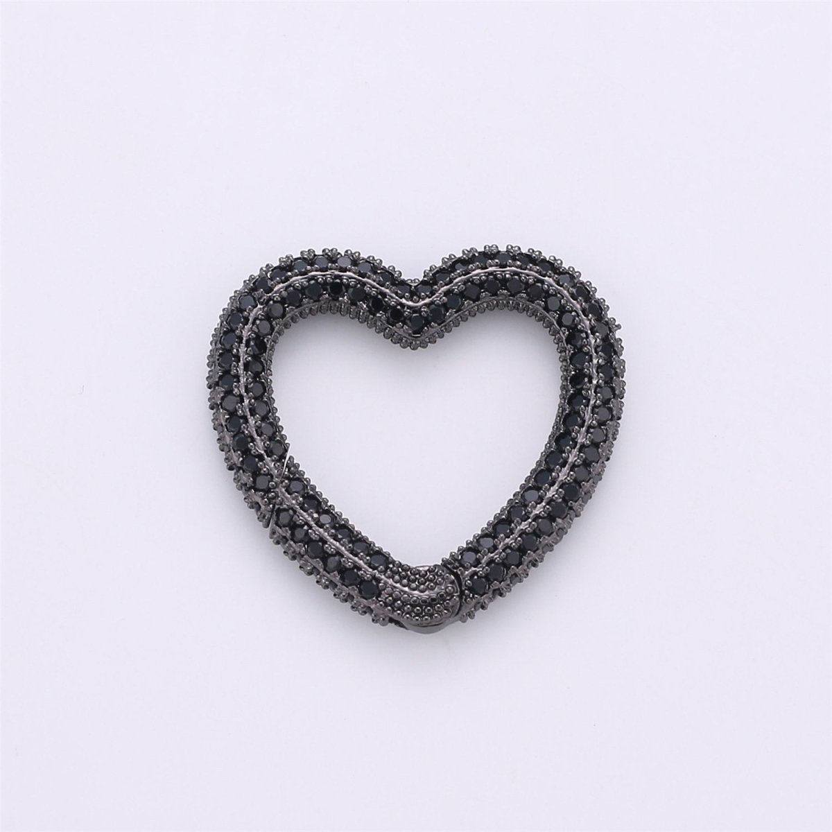 Micro Pave Diamond Heart w/ Screw Mechanism Clasp, Gold Silver Black Rose Gold Carabiner Snap Lock Supply for heavier chain connector L-256 L-257 K-366 - K-368