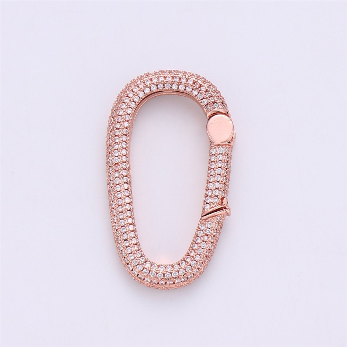 Micro Pave Diamond Oval w/ Screw Mechanism Clasp, Gold Silver Black Rose Gold Carabiner Snap Lock Supply for heavier chain connector, K-394, K-361