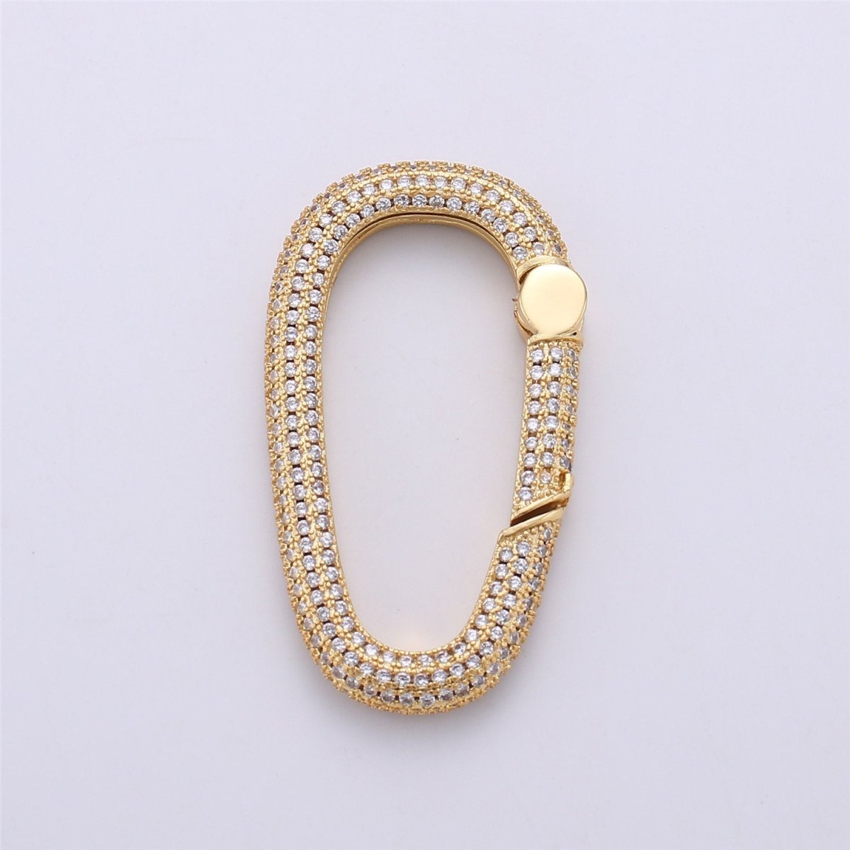Micro Pave Diamond Oval w/ Screw Mechanism Clasp, Gold Silver Black Rose Gold Carabiner Snap Lock Supply for heavier chain connector, K-394, K-361