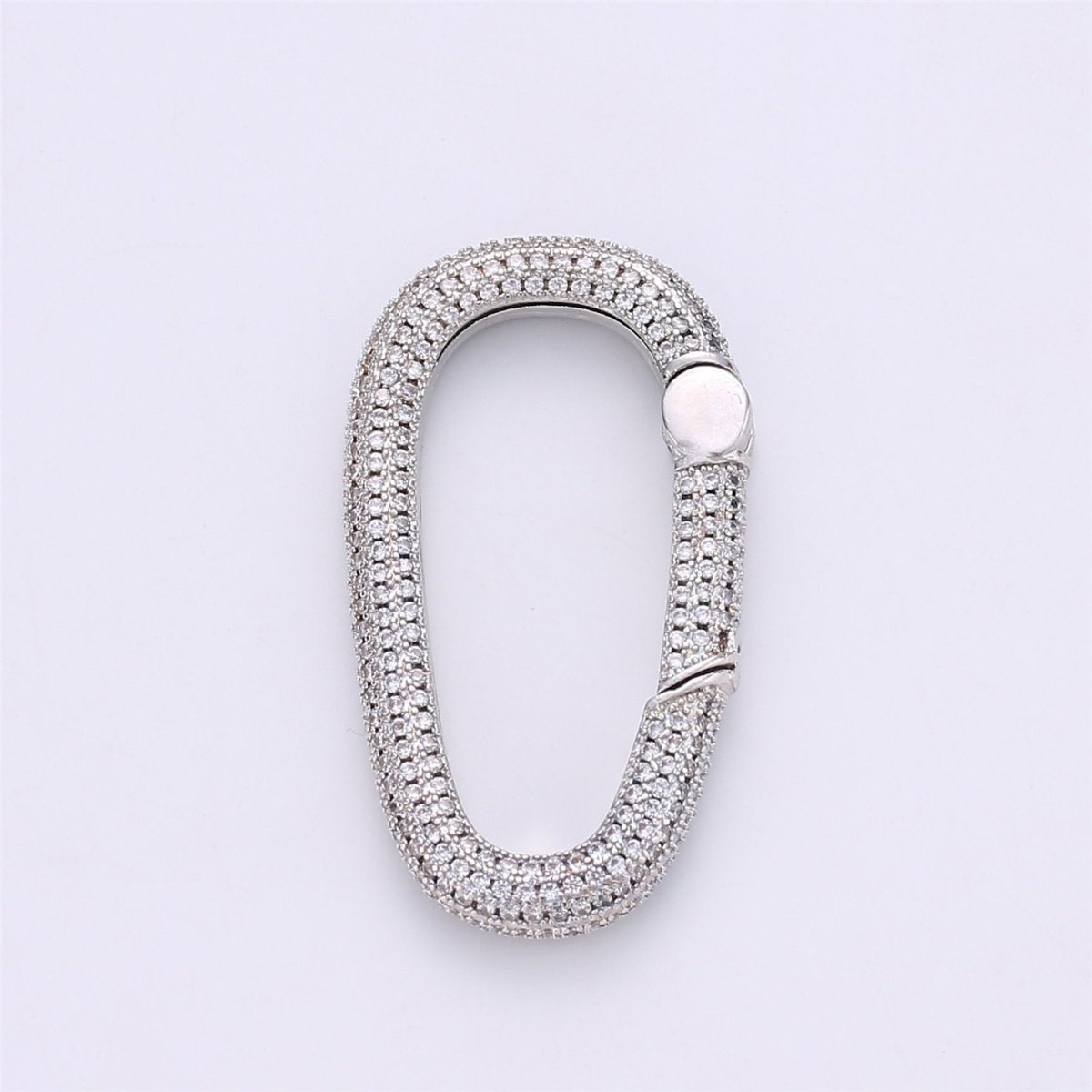 Micro Pave Diamond Oval w/ Screw Mechanism Clasp, Gold Silver Black Rose Gold Carabiner Snap Lock Supply for heavier chain connector, K-394, K-361