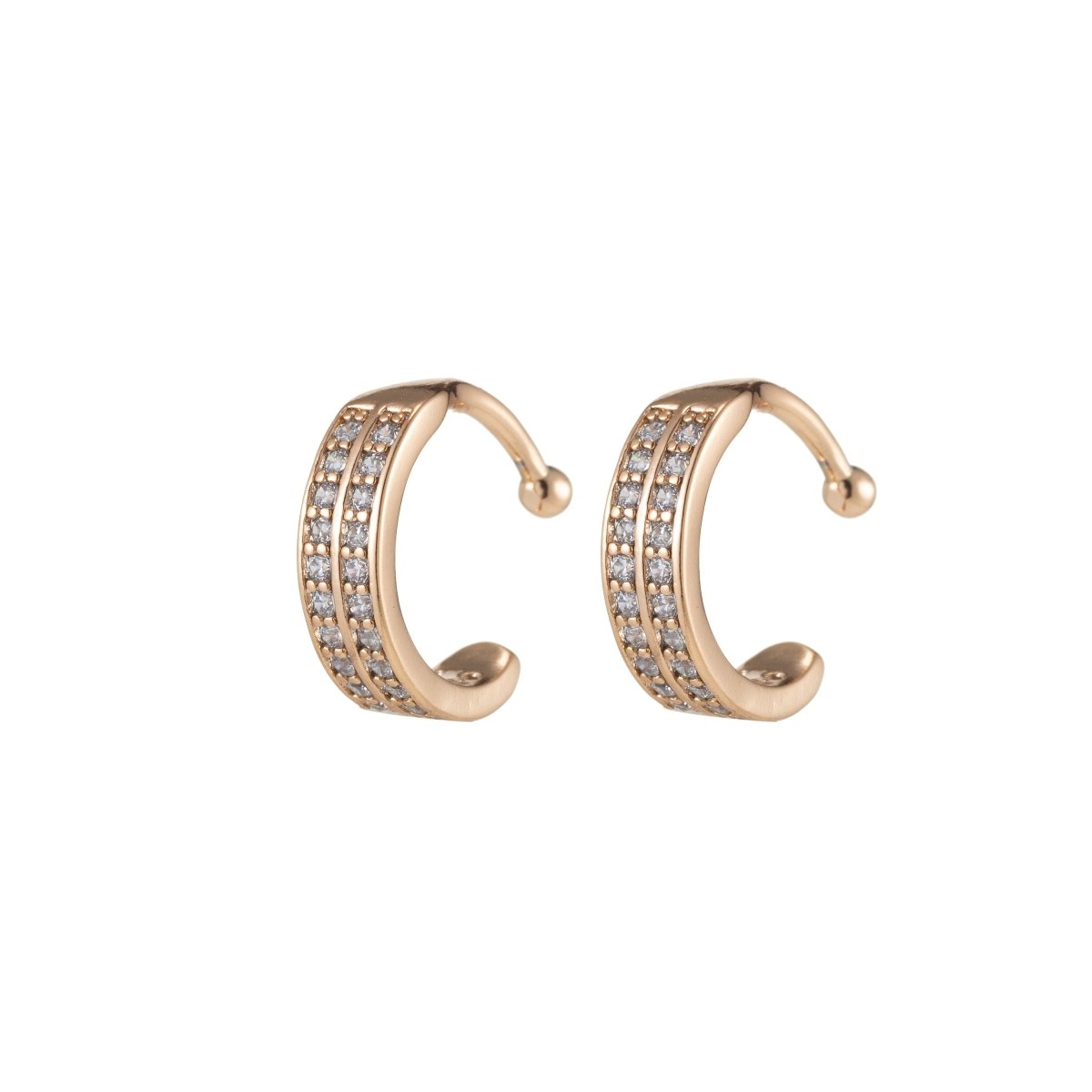 Micro pave ear cuff, Clear midi ear cuff, non pierced earcuff, Dainty Hoop Ear Cuff, Wrap Clip On  Earrings AI-039