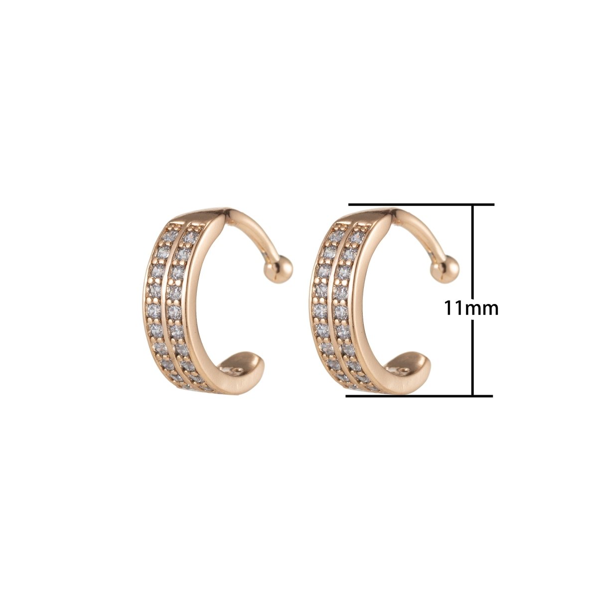 Micro pave ear cuff, Clear midi ear cuff, non pierced earcuff, Dainty Hoop Ear Cuff, Wrap Clip On  Earrings AI-039