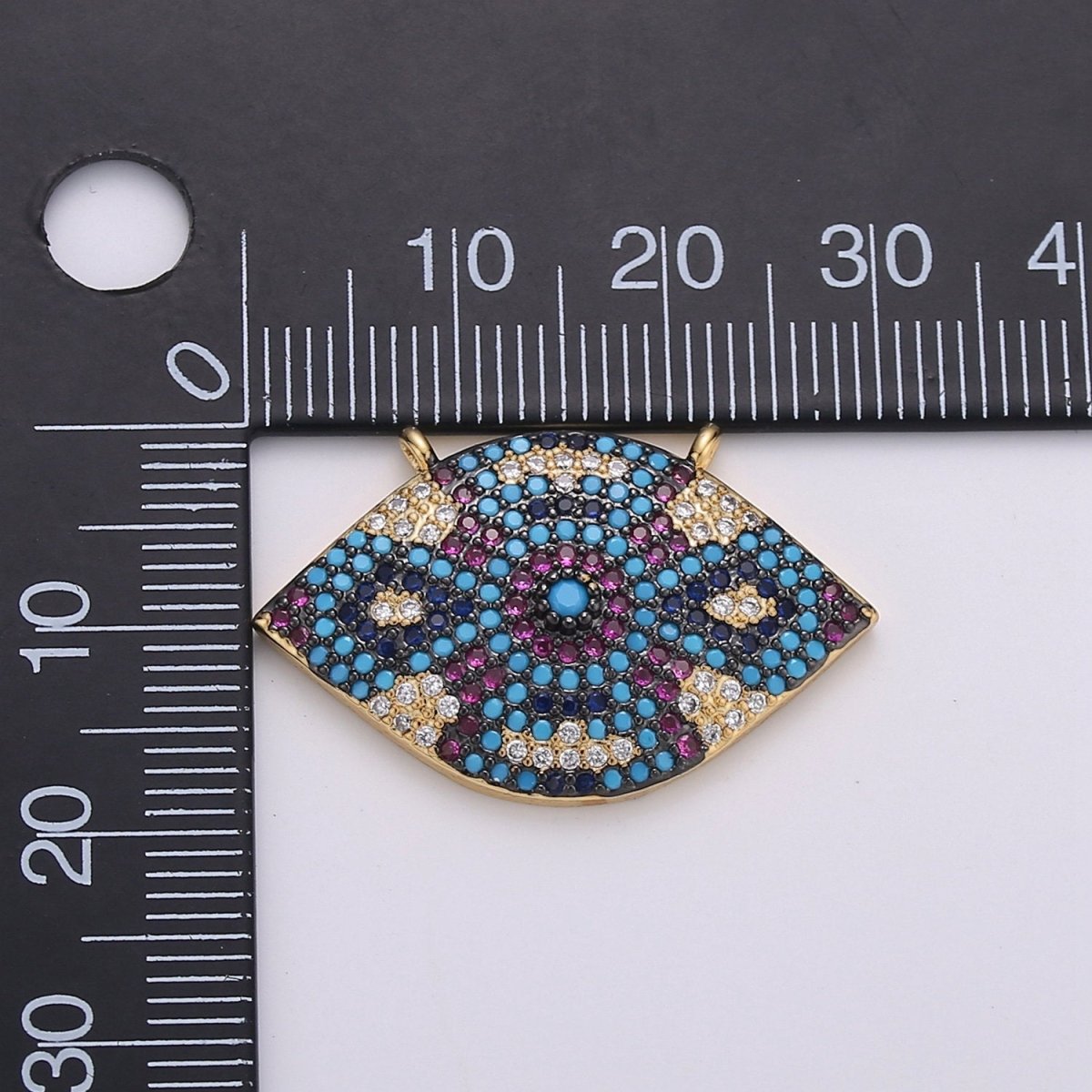 Micro Pave Ethnic Link Connector for Bracelet Necklace, Cubic Zirconia Link Connector double Bail Charm 14k Gold Filled Bohemian Boho Supply F-470 - DLUXCA