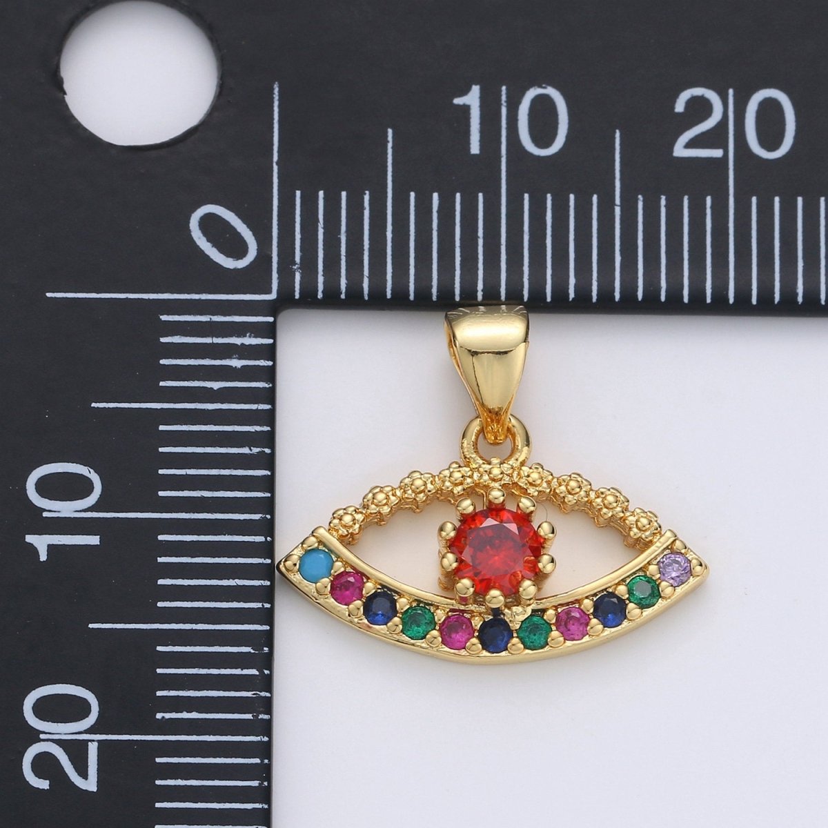 Micro Pave Evil eye charm in 14K gold Filled Cubic Evil eye pendant Multi Color CZ Charm I-812
