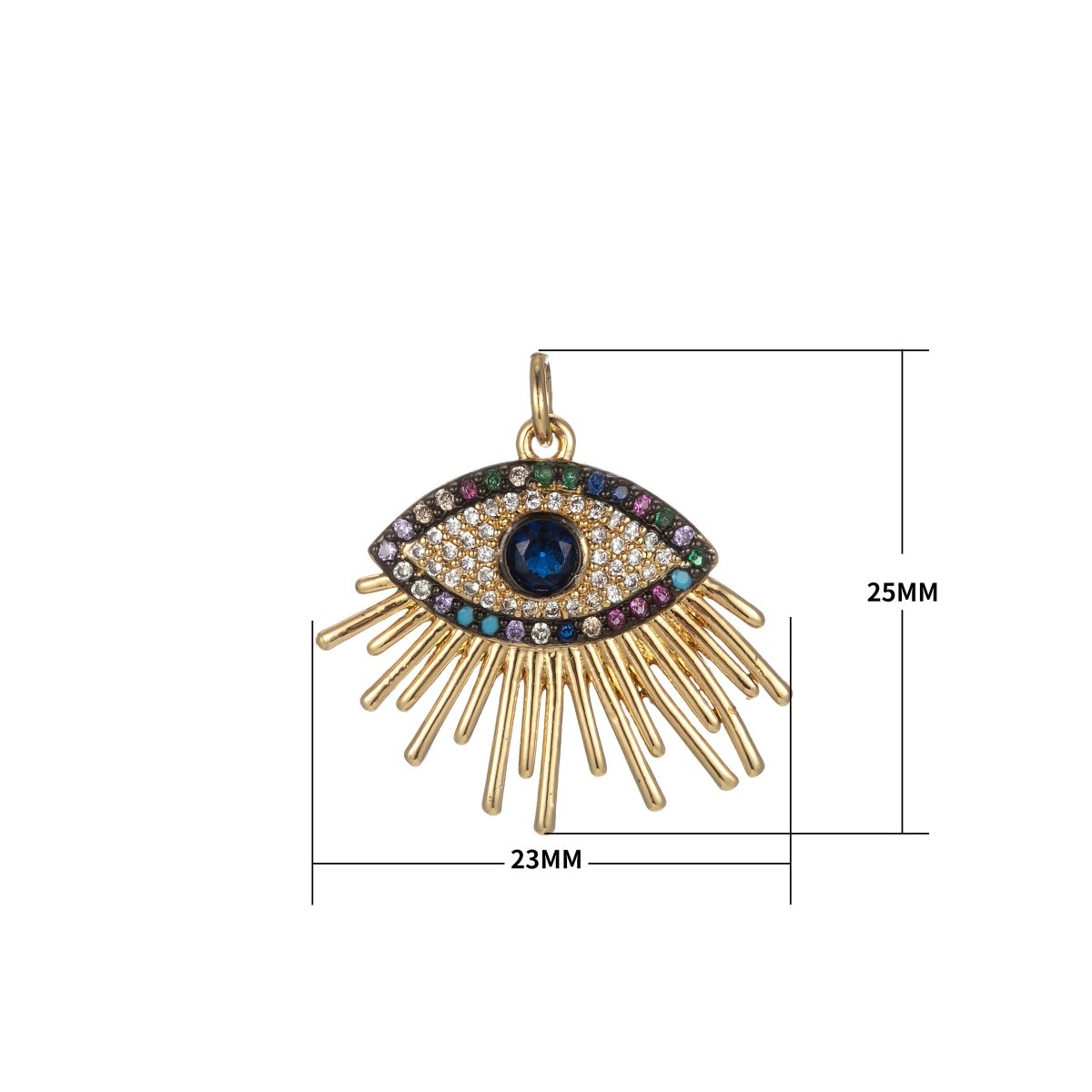 Micro Pave Evil Eye Charms Protection Jewelry Cubic Greek Eye of Ra Charm Jewelry Gold Pendant Necklace Earrings Medallion E-822 - DLUXCA