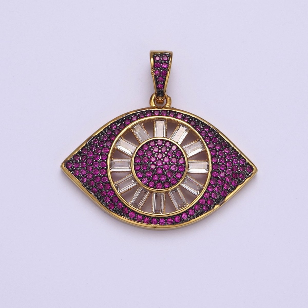 Micro Pave Evil Eye Pendant, Lucky Eye Shaped Pave Pendant, Gold Filled Protection Eye charm J-725 J-726 J-728 J-729 J-732