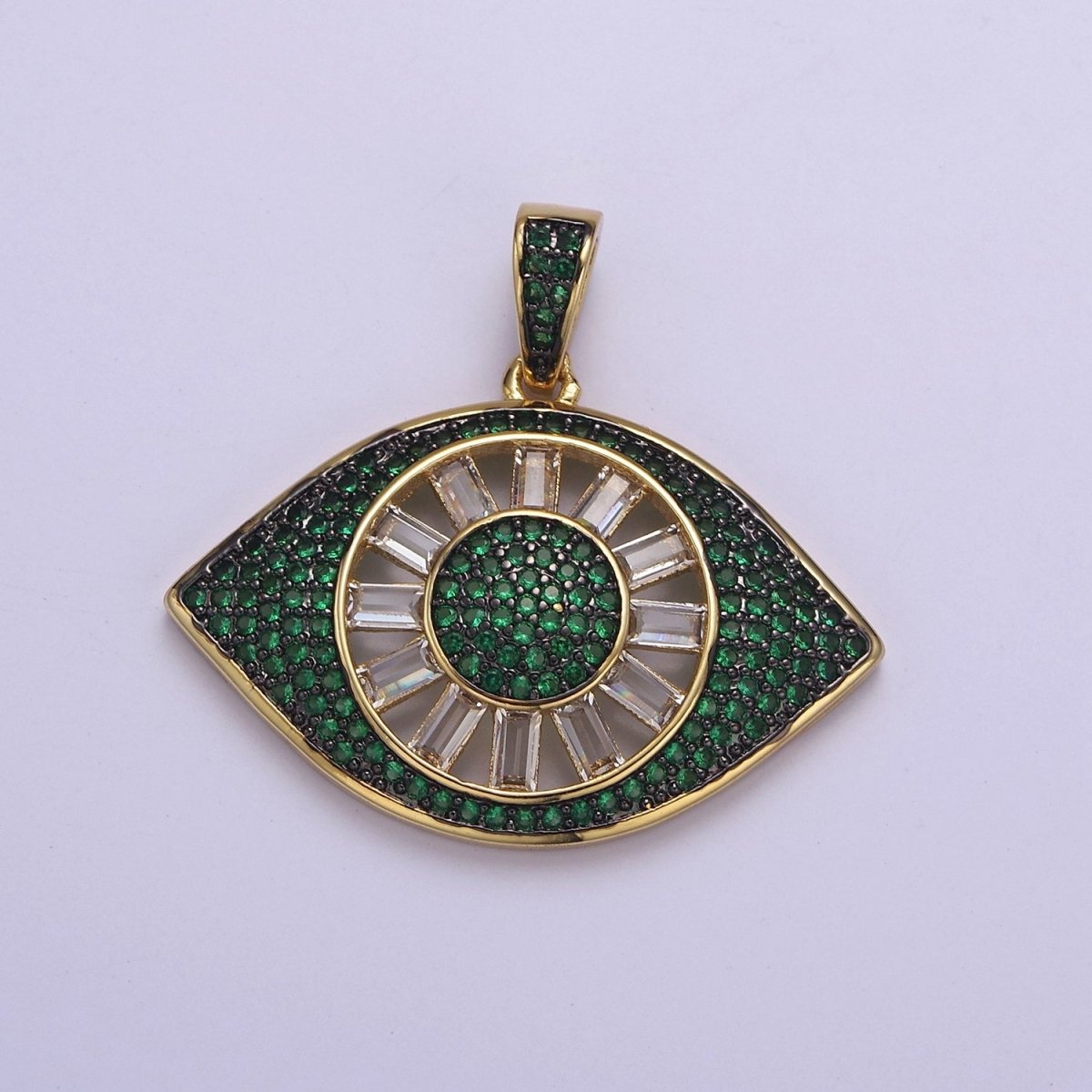 Micro Pave Evil Eye Pendant, Lucky Eye Shaped Pave Pendant, Gold Filled Protection Eye charm J-725 J-726 J-728 J-729 J-732