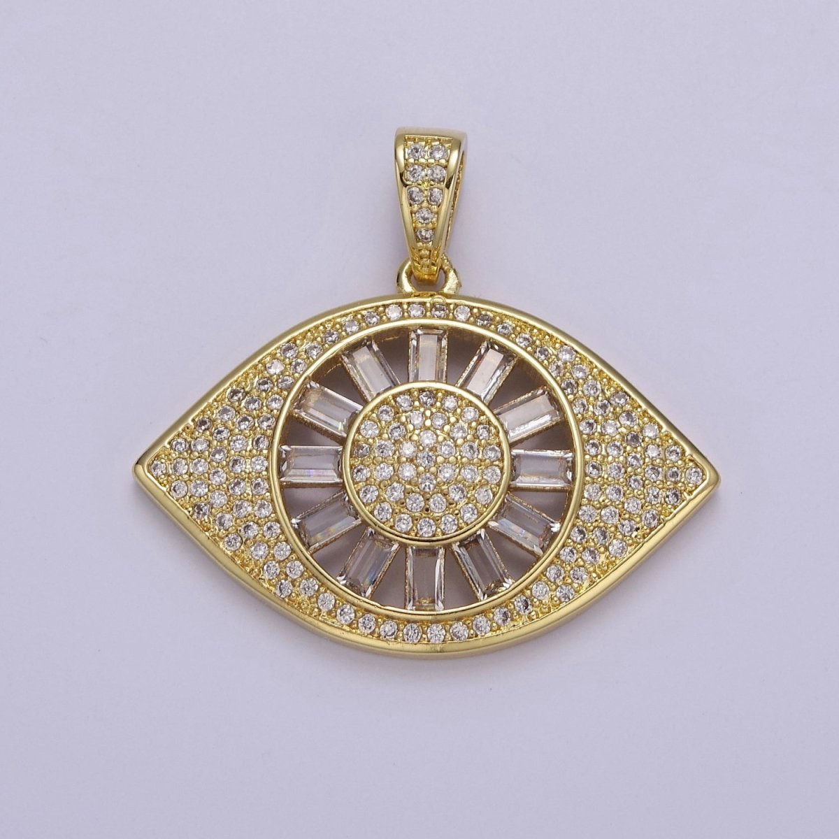 Micro Pave Evil Eye Pendant, Lucky Eye Shaped Pave Pendant, Gold Filled Protection Eye charm J-725 J-726 J-728 J-729 J-732