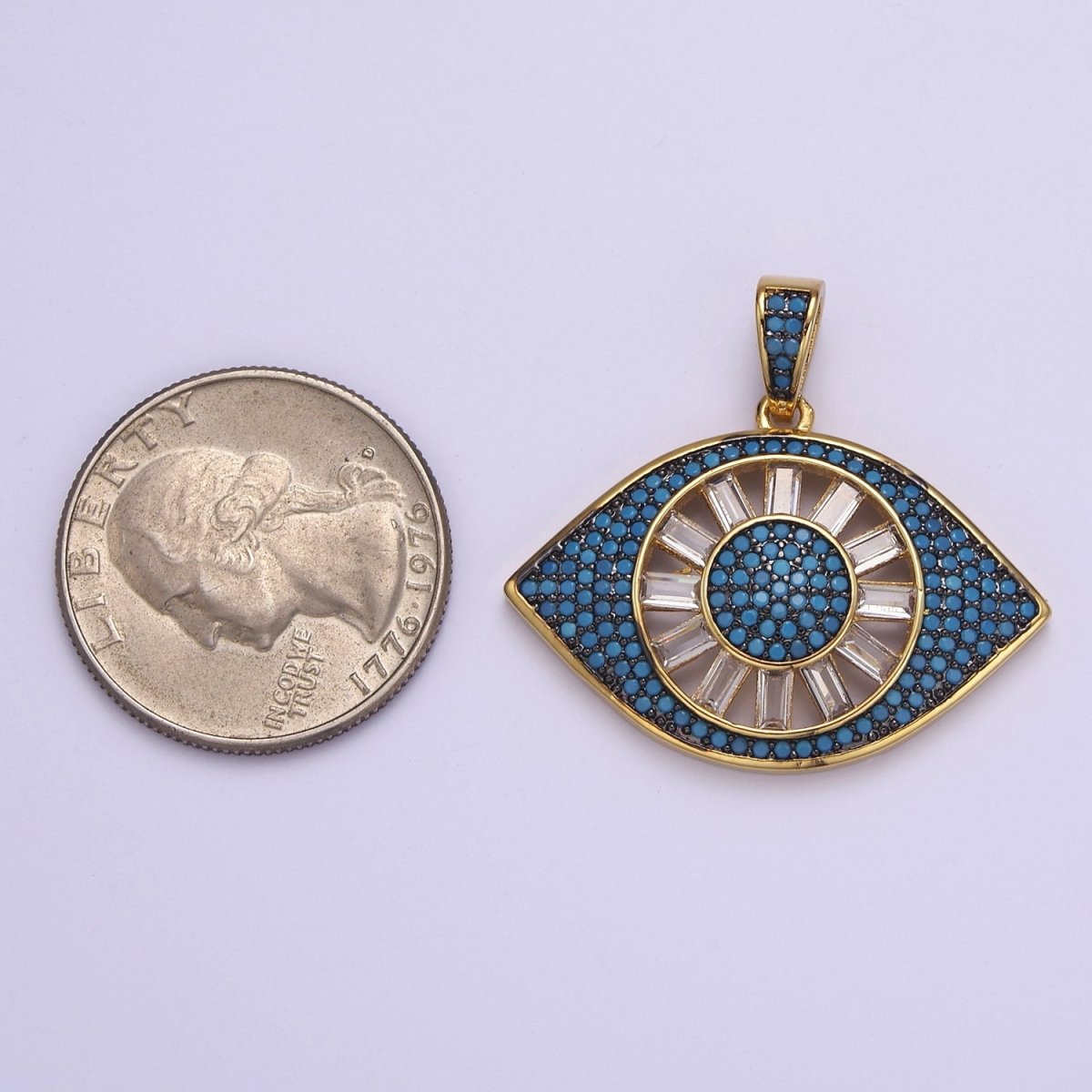 Micro Pave Evil Eye Pendant, Lucky Eye Shaped Pave Pendant, Gold Filled Protection Eye charm J-725 J-726 J-728 J-729 J-732