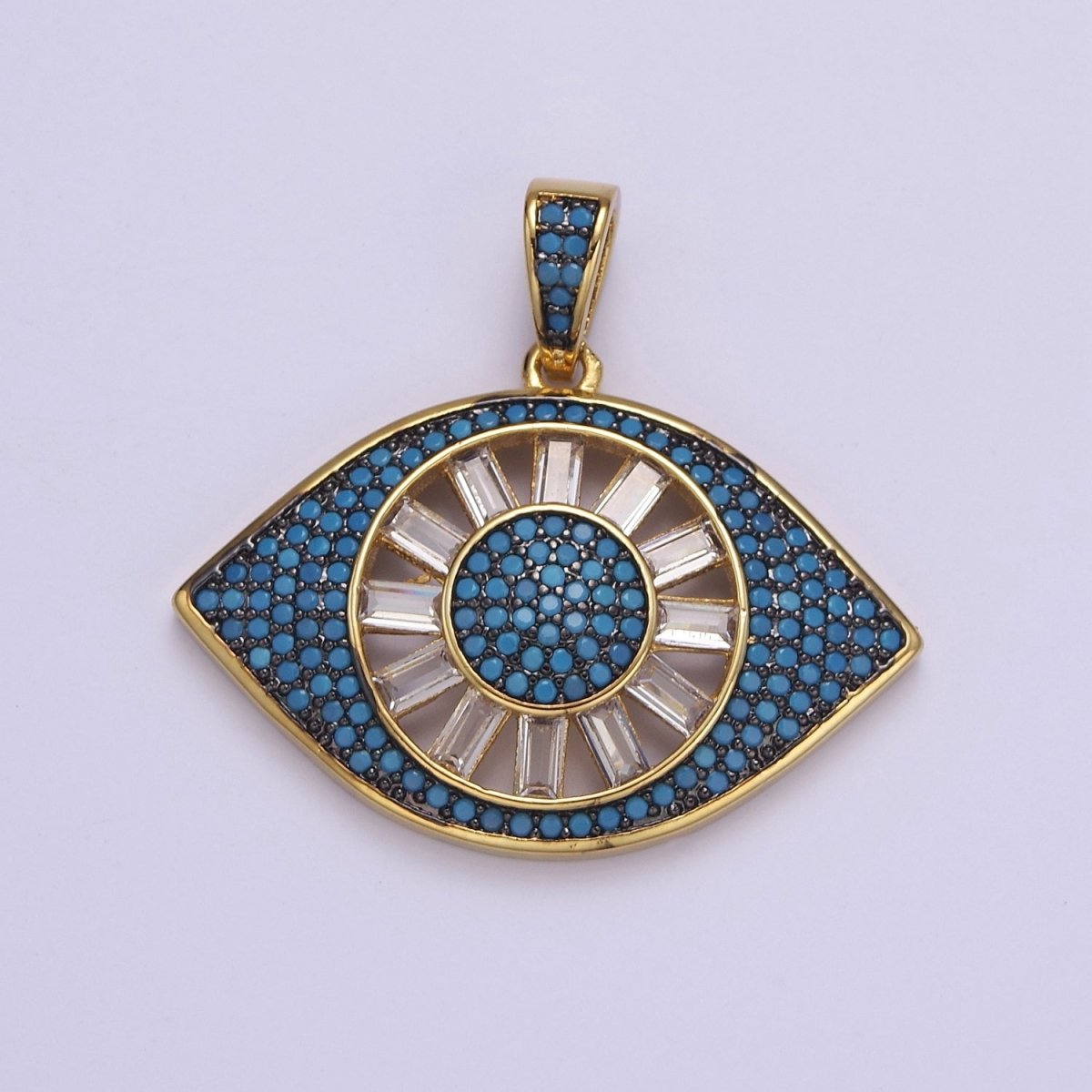 Micro Pave Evil Eye Pendant, Lucky Eye Shaped Pave Pendant, Gold Filled Protection Eye charm J-725 J-726 J-728 J-729 J-732