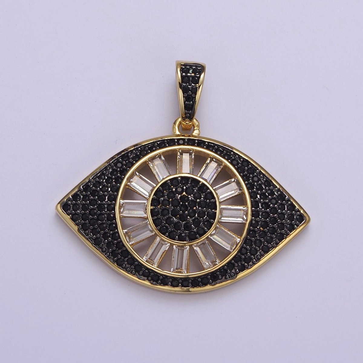Micro Pave Evil Eye Pendant, Lucky Eye Shaped Pave Pendant, Gold Filled Protection Eye charm J-725 J-726 J-728 J-729 J-732