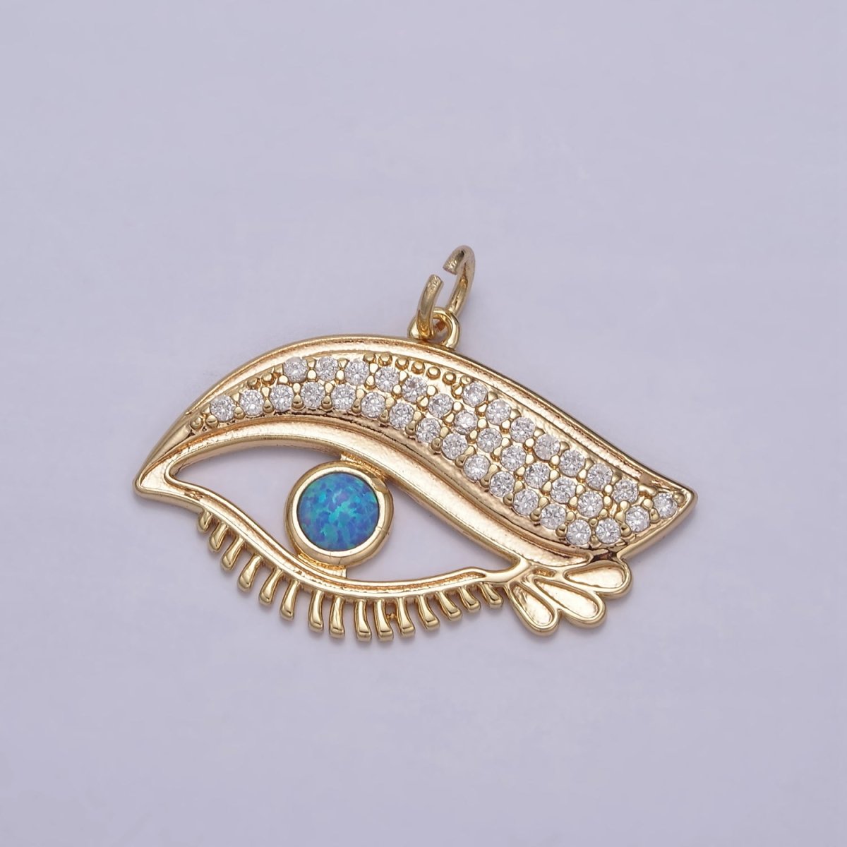 Micro Pave Eye Pendant Necklace in 18k Gold Filled Charm N-854 - DLUXCA