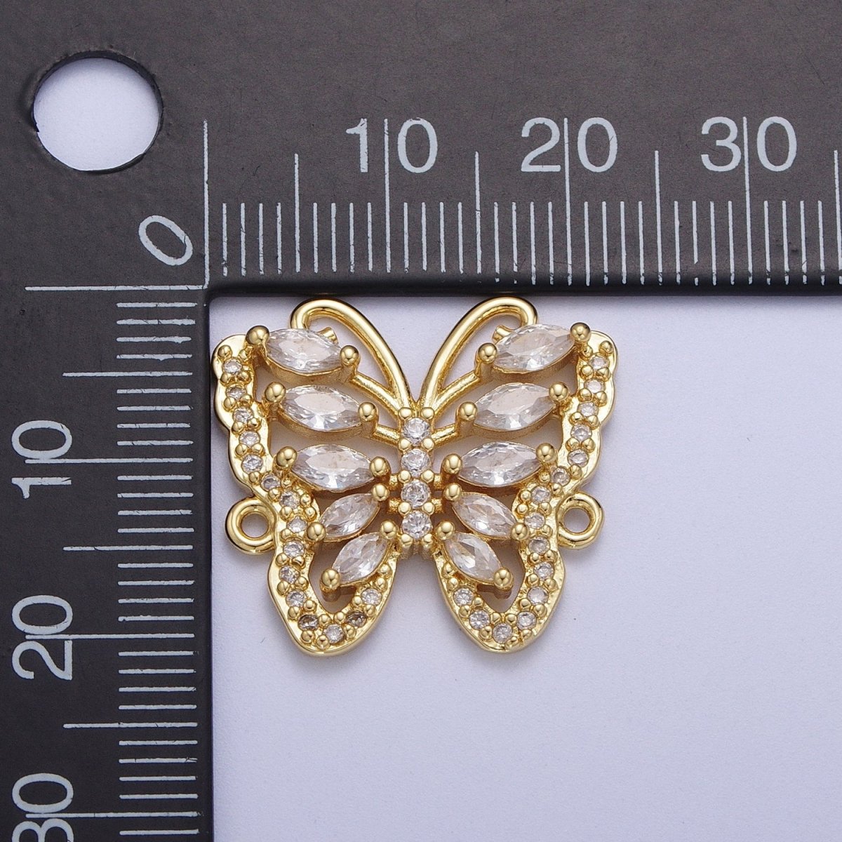 Micro Pave Gold Butterfly Charm Connector for Bracelet Necklace Link Connector F-316