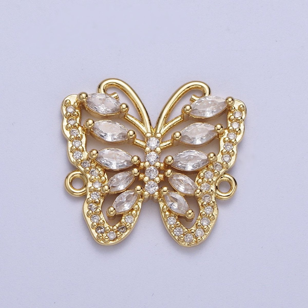 Micro Pave Gold Butterfly Charm Connector for Bracelet Necklace Link Connector F-316