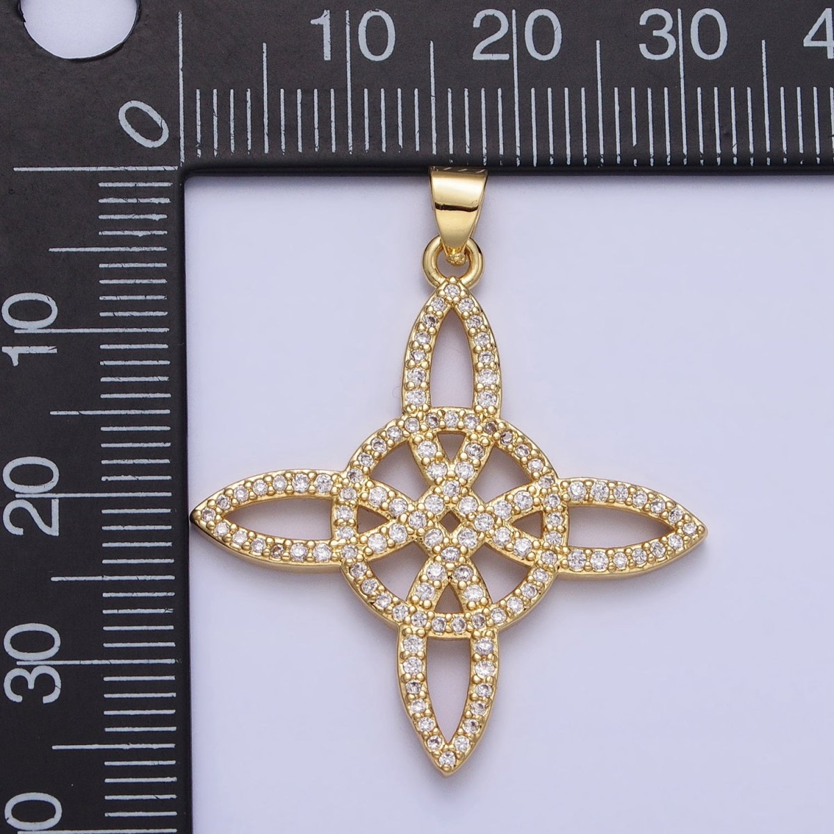 Micro Pave Gold Celtic Irish Scottish Trinity Knot Pendant Statement Celtic Knot Eternity Charm for Necklace AA-144 - DLUXCA