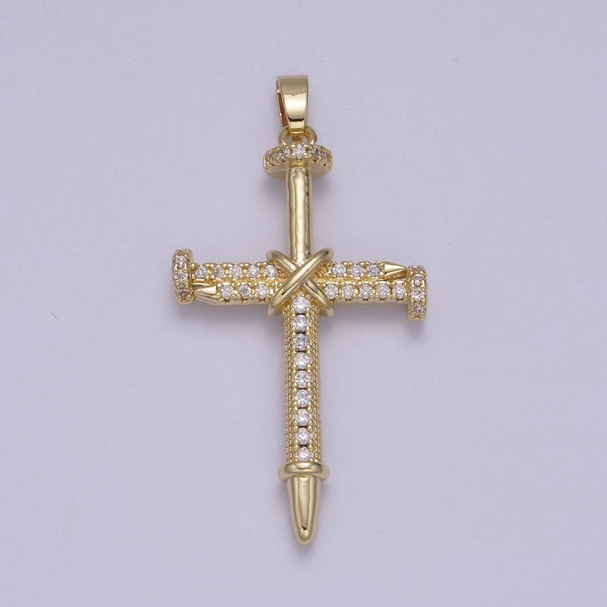 Micro Pave Gold Cross Pendant with Clear / Black Cz Stone N-592 N-593