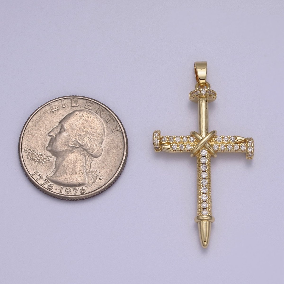Micro Pave Gold Cross Pendant with Clear / Black Cz Stone N-592 N-593