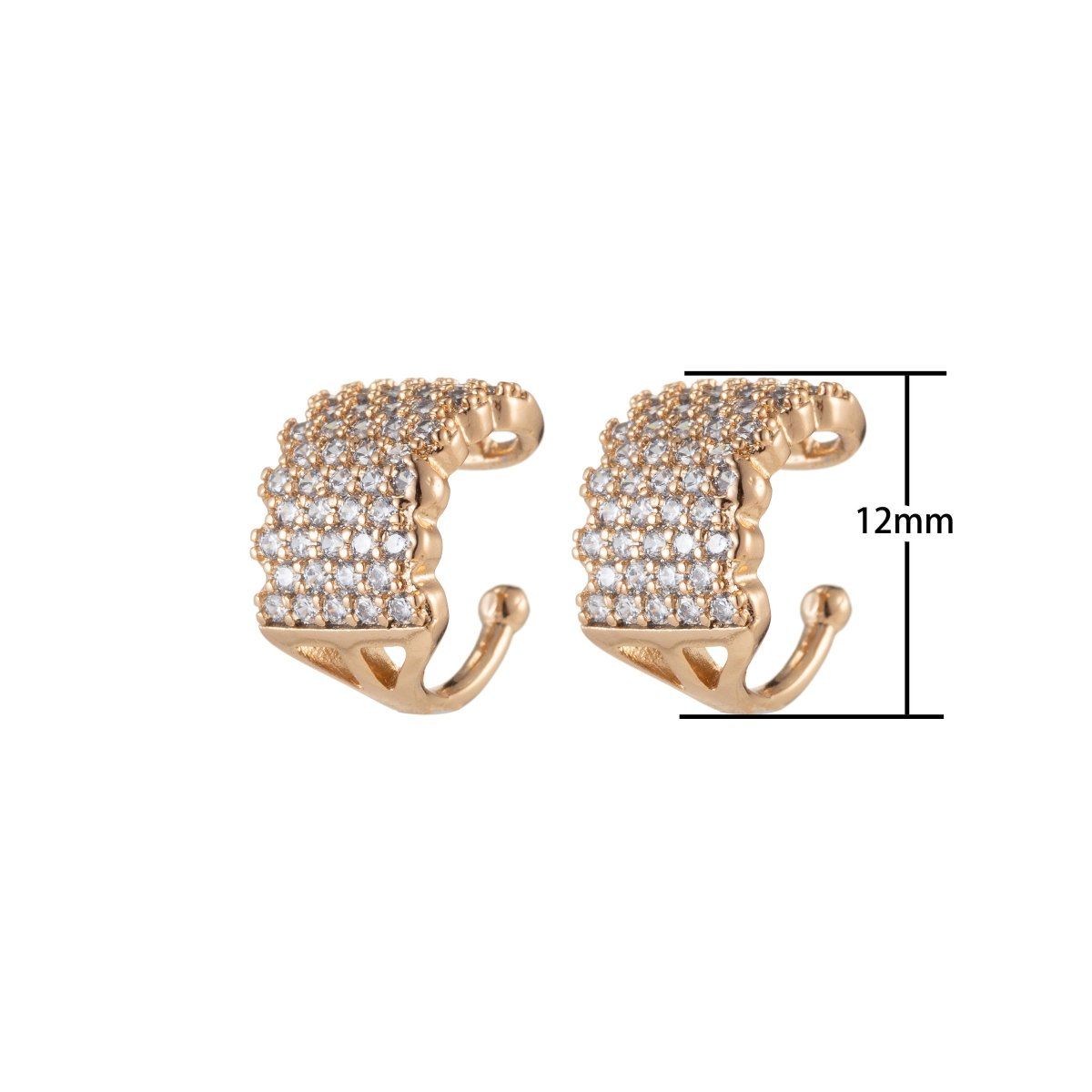 Micro Pave gold ear cuff, Dainty cuff, Conch cz ear cuff, Huggie earcuff, Non pierced cz ear cuff, Dainty ear cuff, Gold ear cuff, Conch cz AI-049