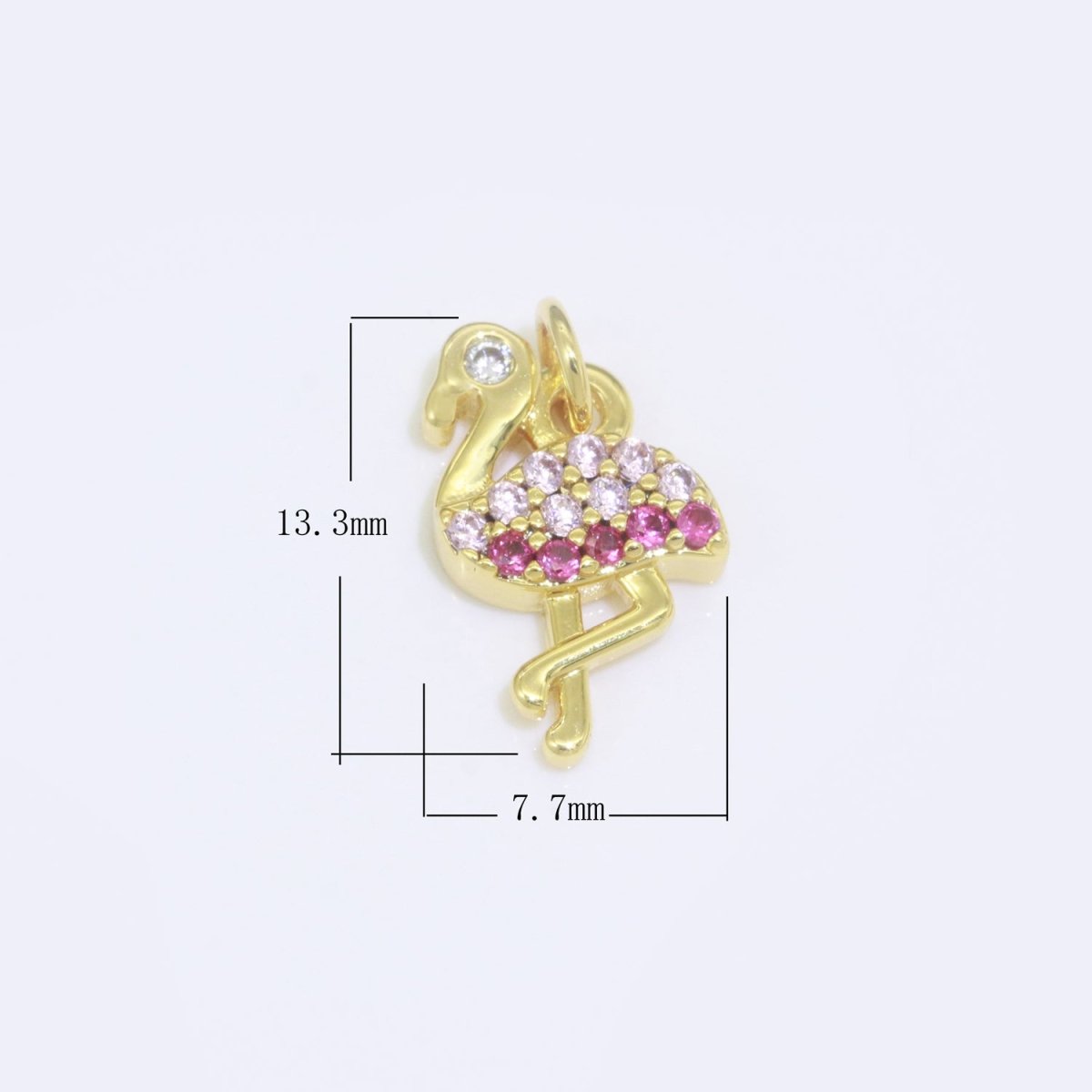 Micro Pave Gold Flamingo Charm 14k Gold Filled Bird Pendant Silver gold jewelry For Necklace Earring Bracelet M-522 M-523