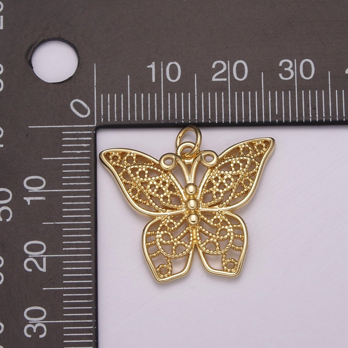 Micro Pave Gold Monarch Charm, Bracelet, Necklace, Earring Pendant Butterfly Charm N-162 N-163