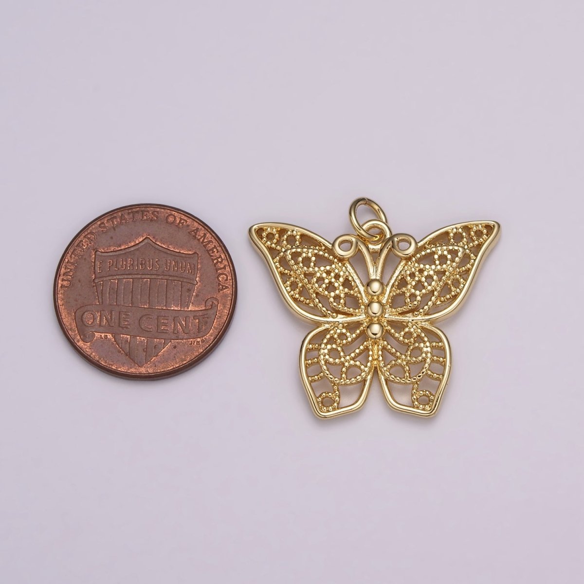 Micro Pave Gold Monarch Charm, Bracelet, Necklace, Earring Pendant Butterfly Charm N-162 N-163
