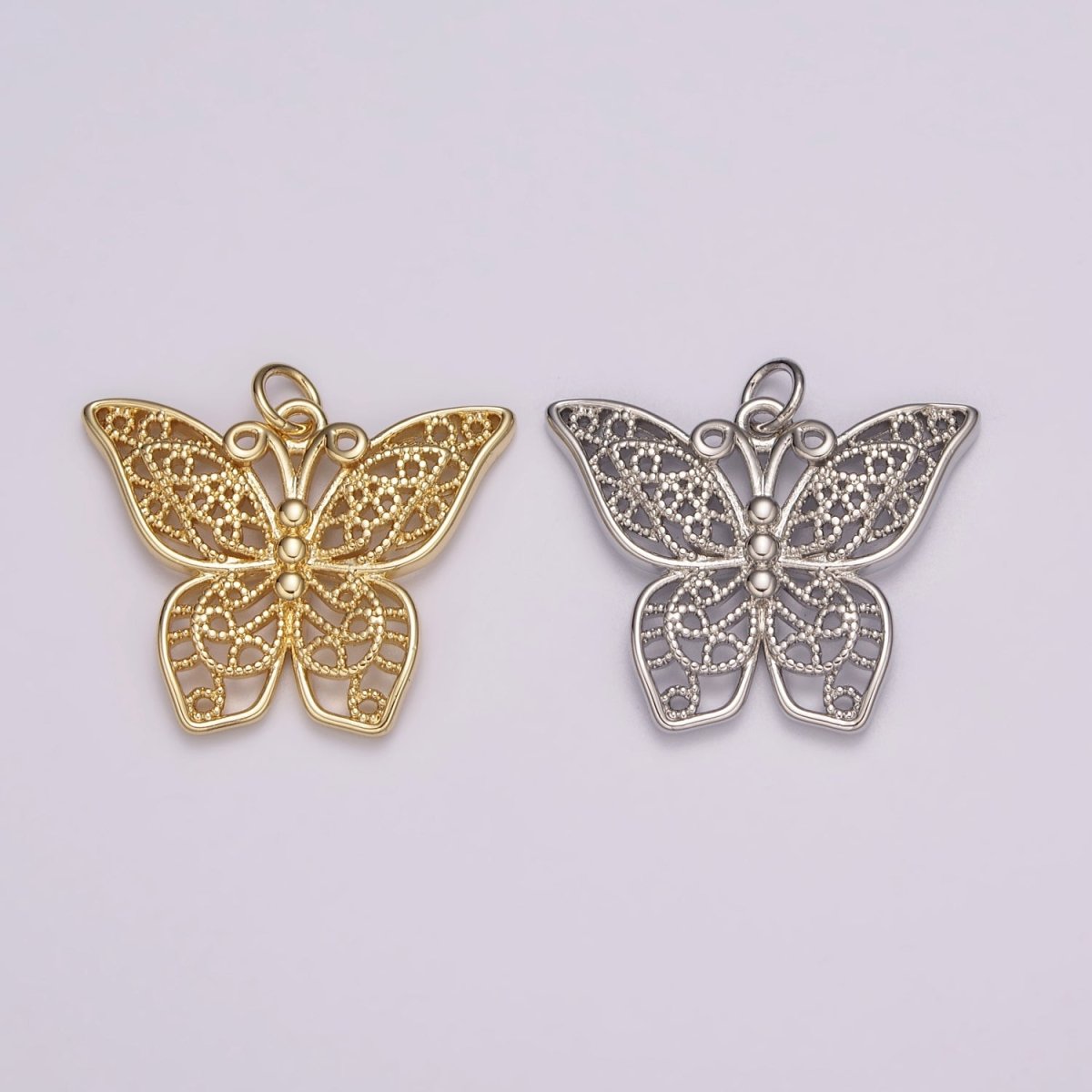 Micro Pave Gold Monarch Charm, Bracelet, Necklace, Earring Pendant Butterfly Charm N-162 N-163