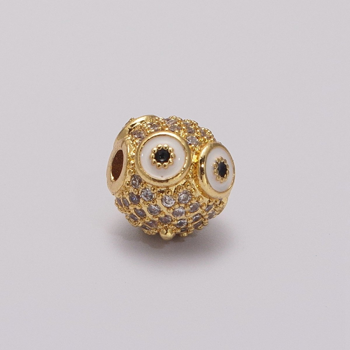 Micro Pave Gold Owl spacer bead Charm for beaded bracelet Making Supply Owl Head Bead 9mm with small hole B-643 to B-644