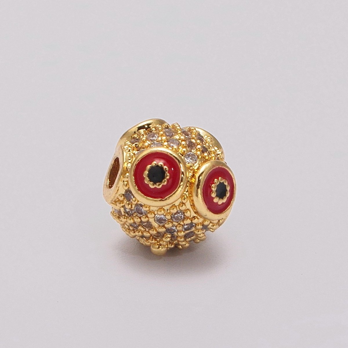 Micro Pave Gold Owl spacer bead Charm for beaded bracelet Making Supply Owl Head Bead 9mm with small hole B-643 to B-644