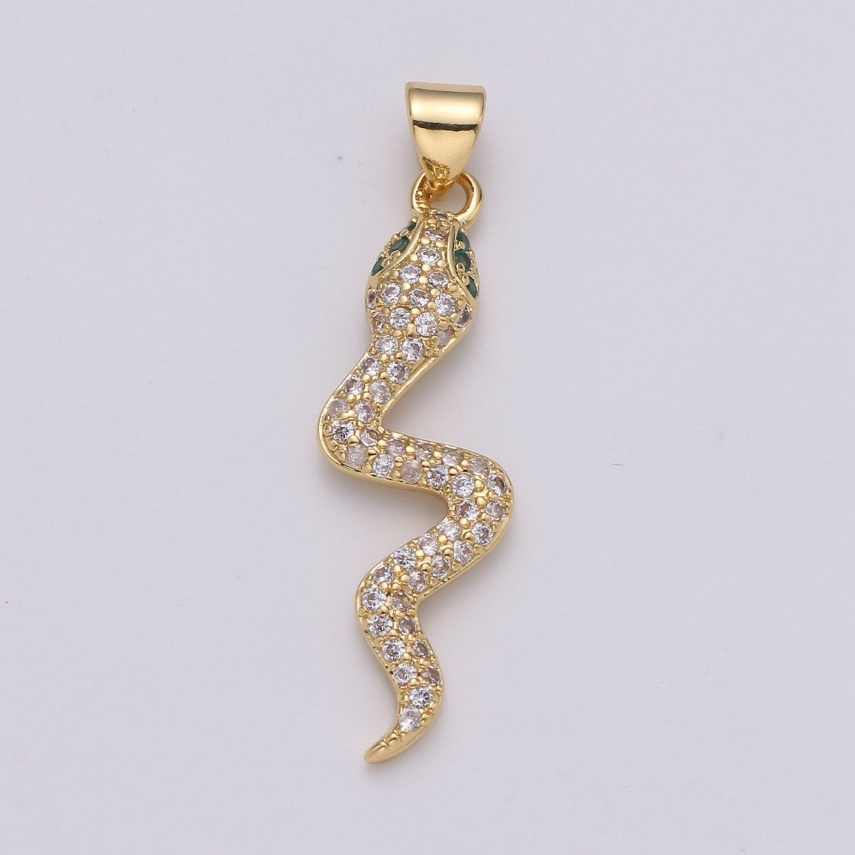 Micro Pave Gold Snake Charm Pendant, Cubic Snake Charms, Dainty Pendant Jewelry in 24K Gold Filled For Statement Necklace Earring I-809~I-811