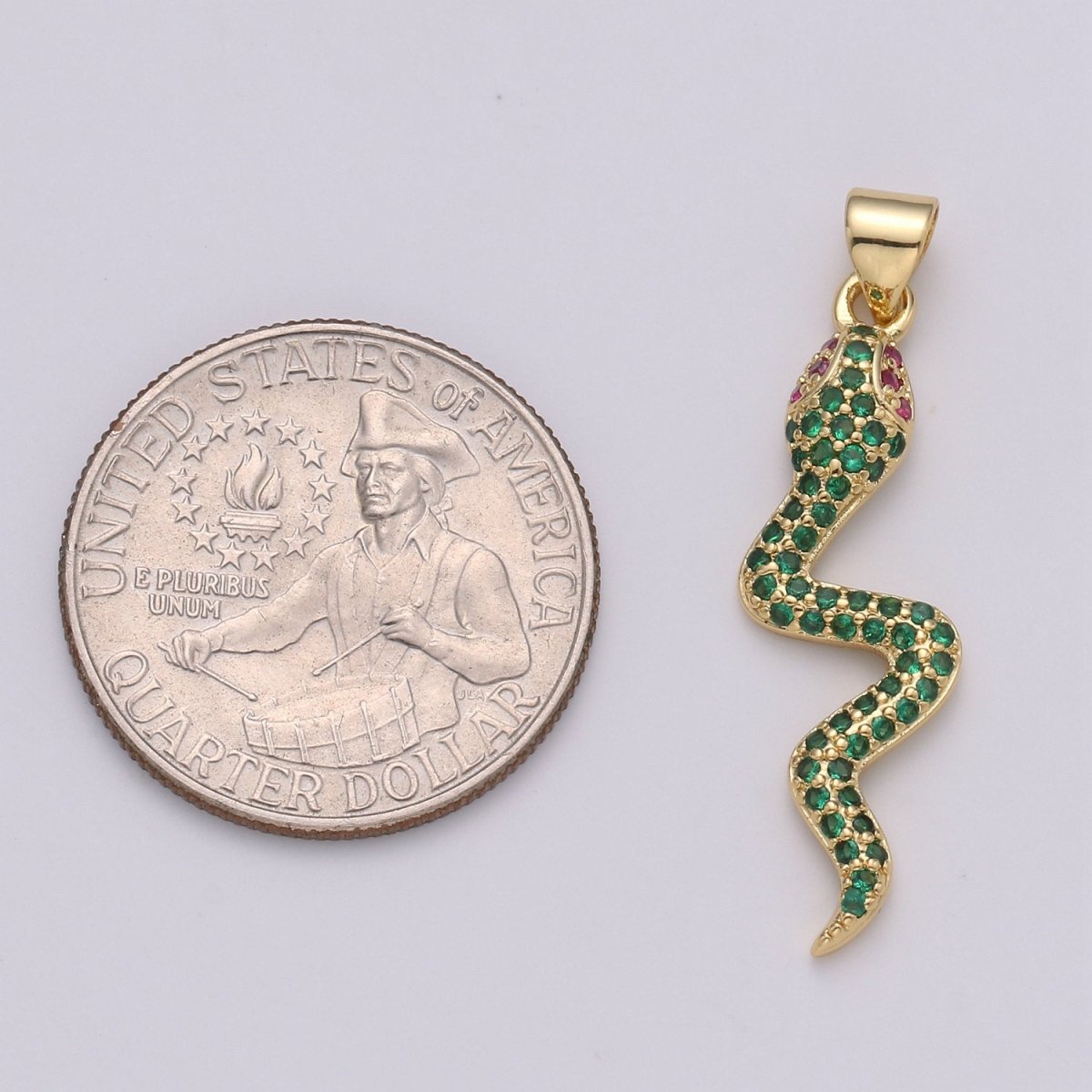 Micro Pave Gold Snake Charm Pendant, Cubic Snake Charms, Dainty Pendant Jewelry in 24K Gold Filled For Statement Necklace Earring I-809~I-811