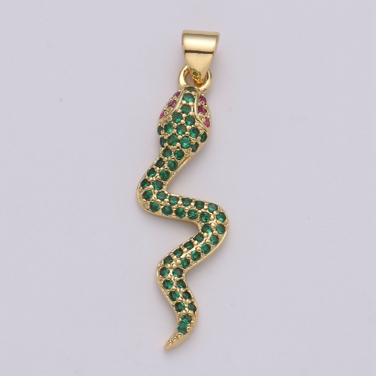 Micro Pave Gold Snake Charm Pendant, Cubic Snake Charms, Dainty Pendant Jewelry in 24K Gold Filled For Statement Necklace Earring I-809~I-811
