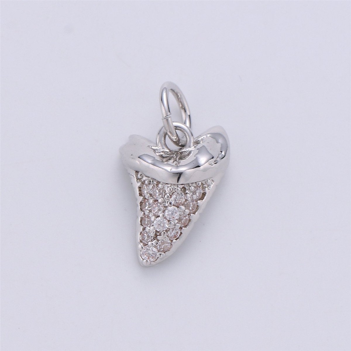 Micro Pave Gold Tiny small shark Tooth Charm for Bracelet Earring Charm Jewelry Making Supply 15x10mm I-280