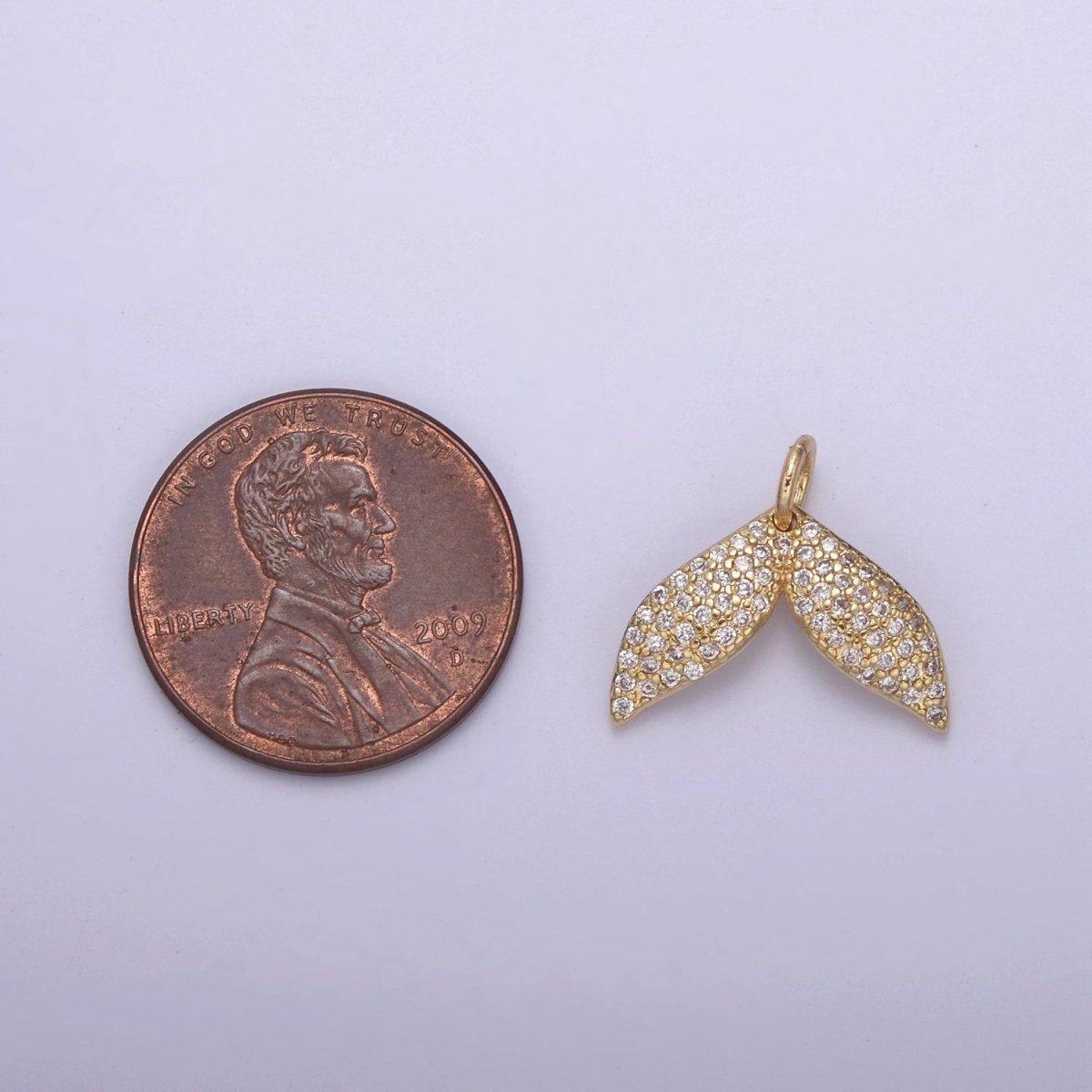 Micro Pave Gold Whale Tail Charm 16.2x14mm 14K gold Filled Mermaid Fish Ocean Beach Jewelry making, Tiny, Minimal charm, Minimalist N-705 - DLUXCA