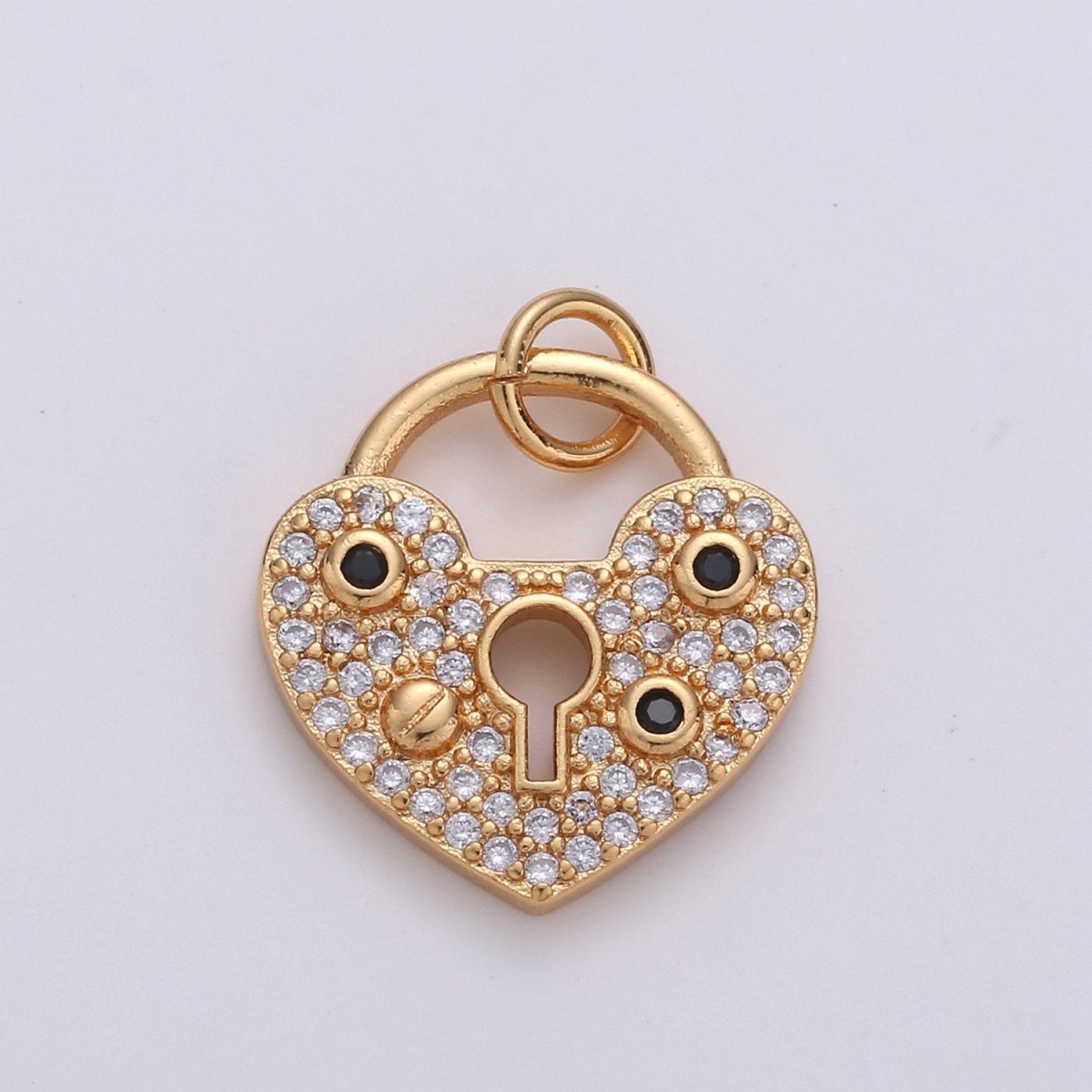 Micro Pave Heart padlock - Gold love lock - Silver Heart lock Jewelry for Necklace Pendant Bracelet Charm DIY Jewelry Supply, D-169/D-170/D-332