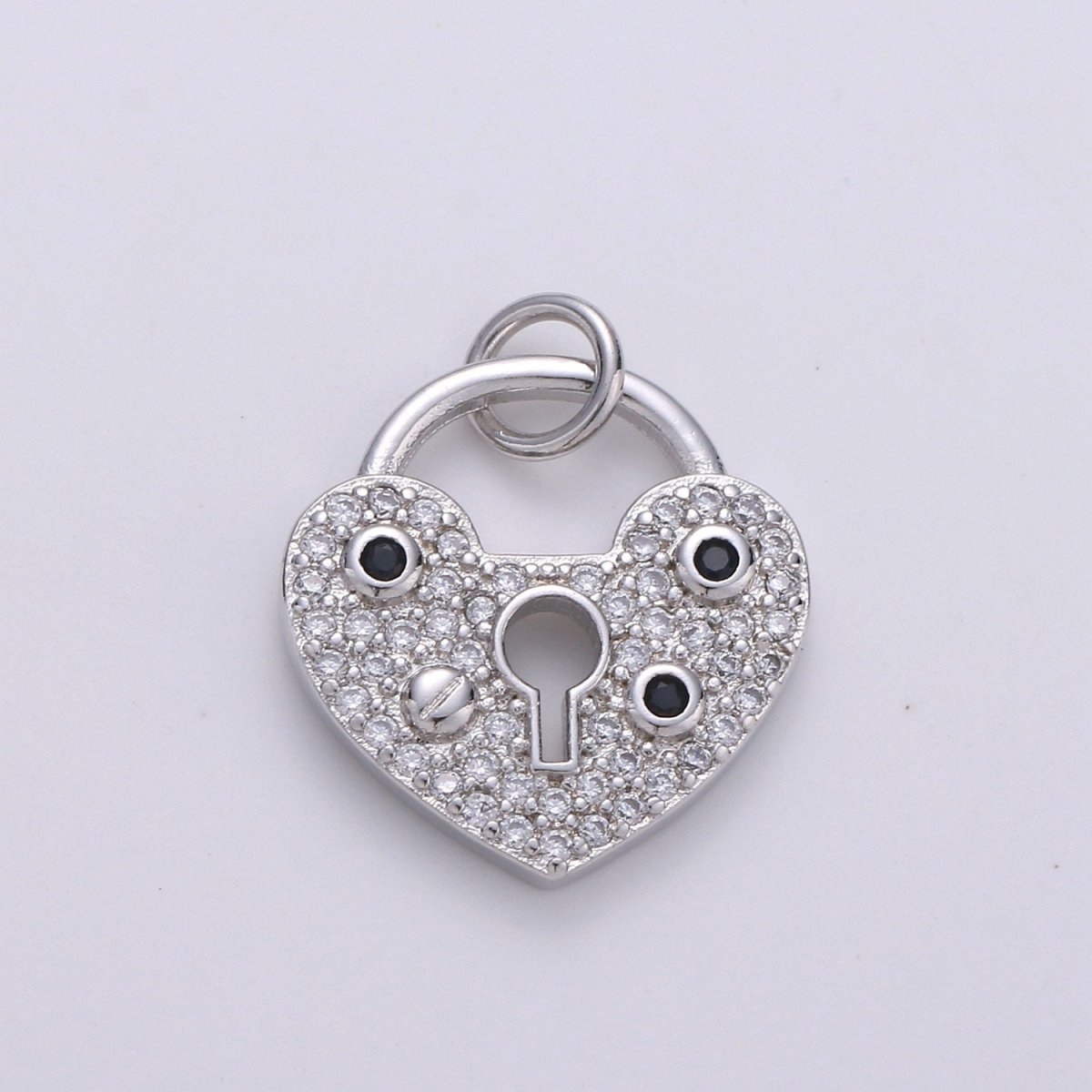 Micro Pave Heart padlock - Gold love lock - Silver Heart lock Jewelry for Necklace Pendant Bracelet Charm DIY Jewelry Supply, D-169/D-170/D-332