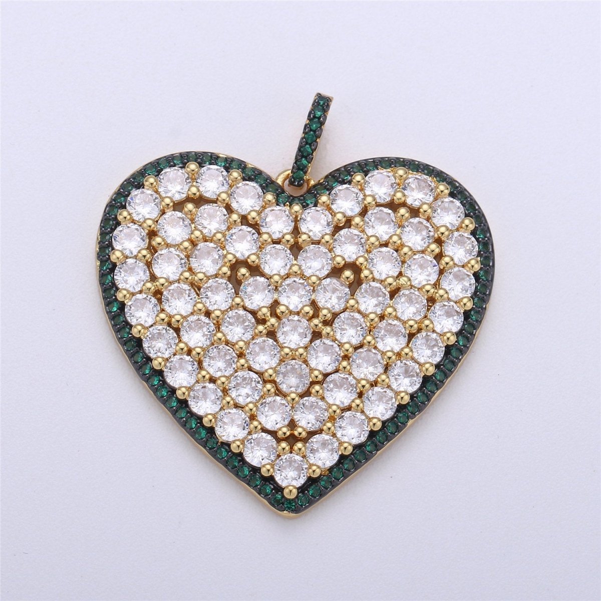 Micro Pave Heart Pendant, Heart Shaped Cubic Heart Pendant in 24k gold filled Pink Blue Green Heart Jewelry I-363~I-365