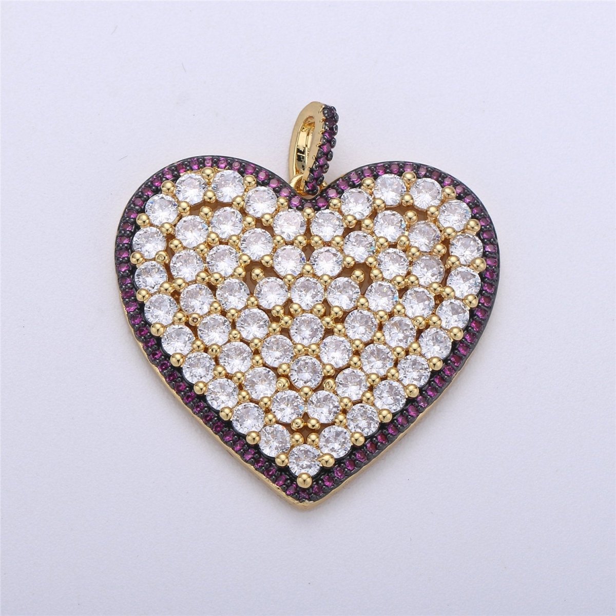 Micro Pave Heart Pendant, Heart Shaped Cubic Heart Pendant in 24k gold filled Pink Blue Green Heart Jewelry I-363~I-365
