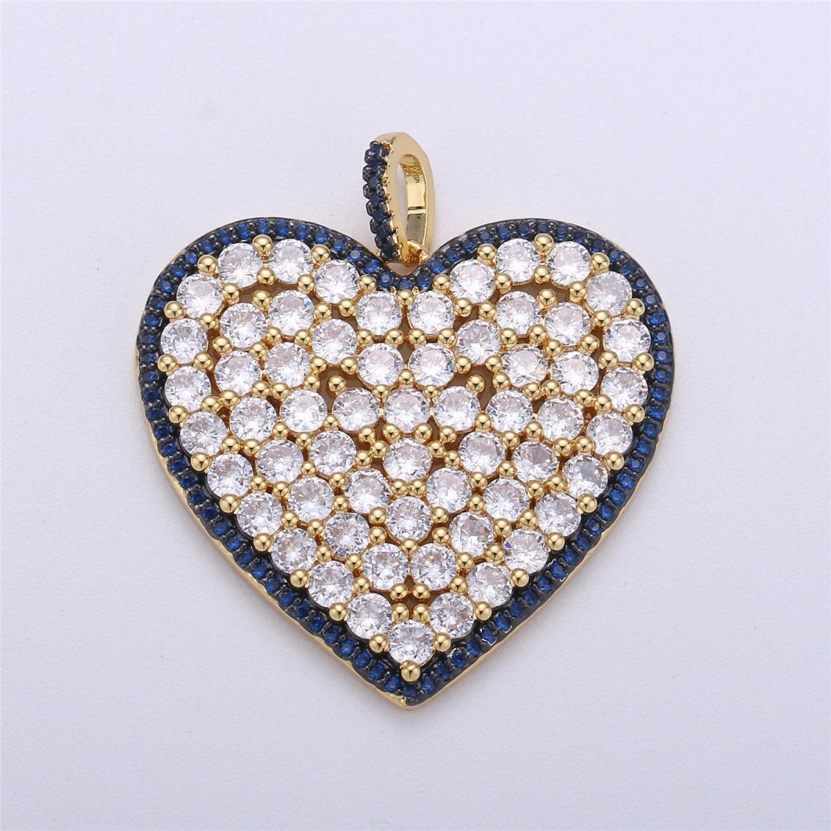 Micro Pave Heart Pendant, Heart Shaped Cubic Heart Pendant in 24k gold filled Pink Blue Green Heart Jewelry I-363~I-365