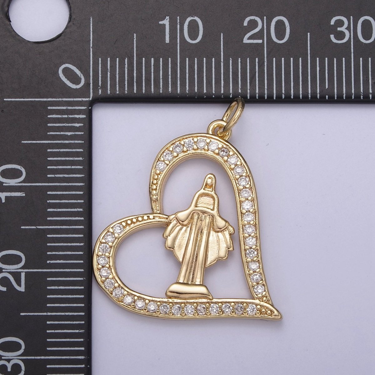 Micro Pave Heart Women's Virgin Mary de Guadalupe Miraculous Lady Religious Jewelry Supply Making for Bracelet Necklace N-707 - DLUXCA