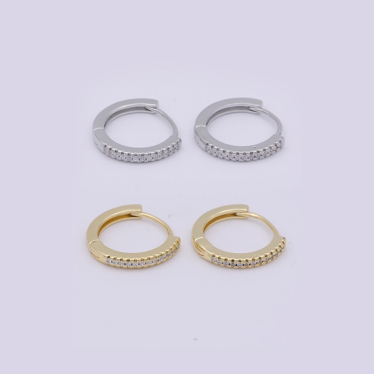 Micro Pave Huggie Earrings Gold / Silver Huggie Hoops • Minimalist Gold Earrings • Perfect Gift for Her T-016