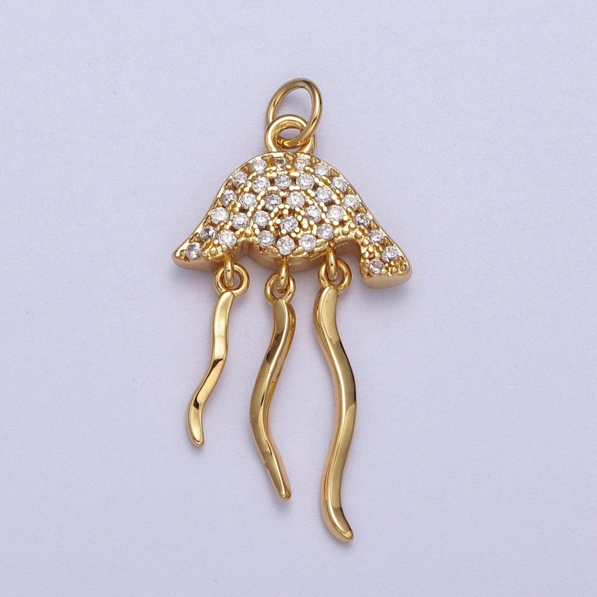 Micro Pave Jellyfish Charm in 18K Gold Filled Fish Animal Silver Beach vibes Jewelry AC553 AC554