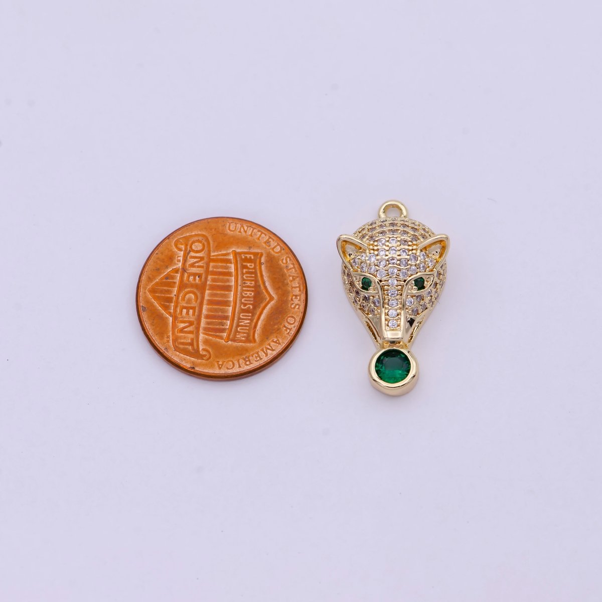 Micro Pave Leopard Charm, Gold Leopard Head Charm,Dainty Leopard Heart Charm for Bracelet Earring Necklace pendant in 14k gold filled C-803 - DLUXCA