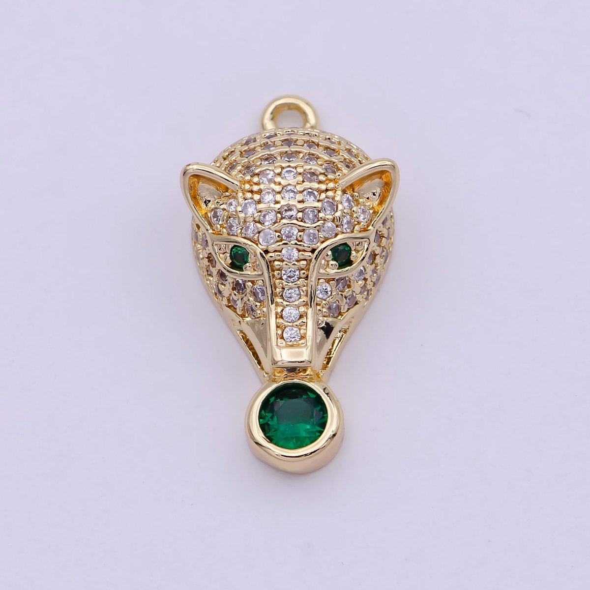 Micro Pave Leopard Charm, Gold Leopard Head Charm,Dainty Leopard Heart Charm for Bracelet Earring Necklace pendant in 14k gold filled C-803 - DLUXCA